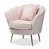 Baxton Studio Garson Glam and Luxe Blush Pink Velvet Fabric Upholstered and Gold Metal Finished Accent Chair